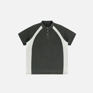 Y2k Washed Contrast Color Polo T-shirt - tntwear1