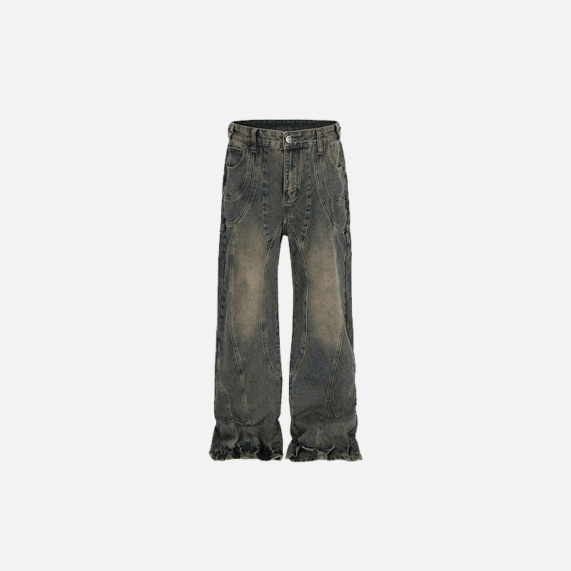 Loose Straight Stitching Desert Jeans - tntwear1