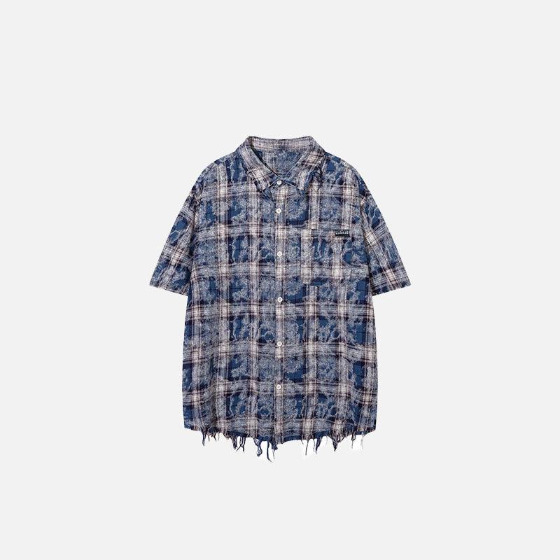 Vintage Plaid Ripped Shirt - tntwear1