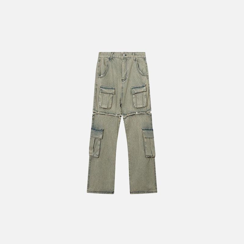 Khaki Baggy Multi-pocket Denim Pants - tntwear1