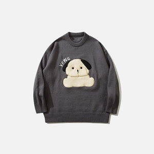 Loose Shy Dog Printed Sweater - tntwear1