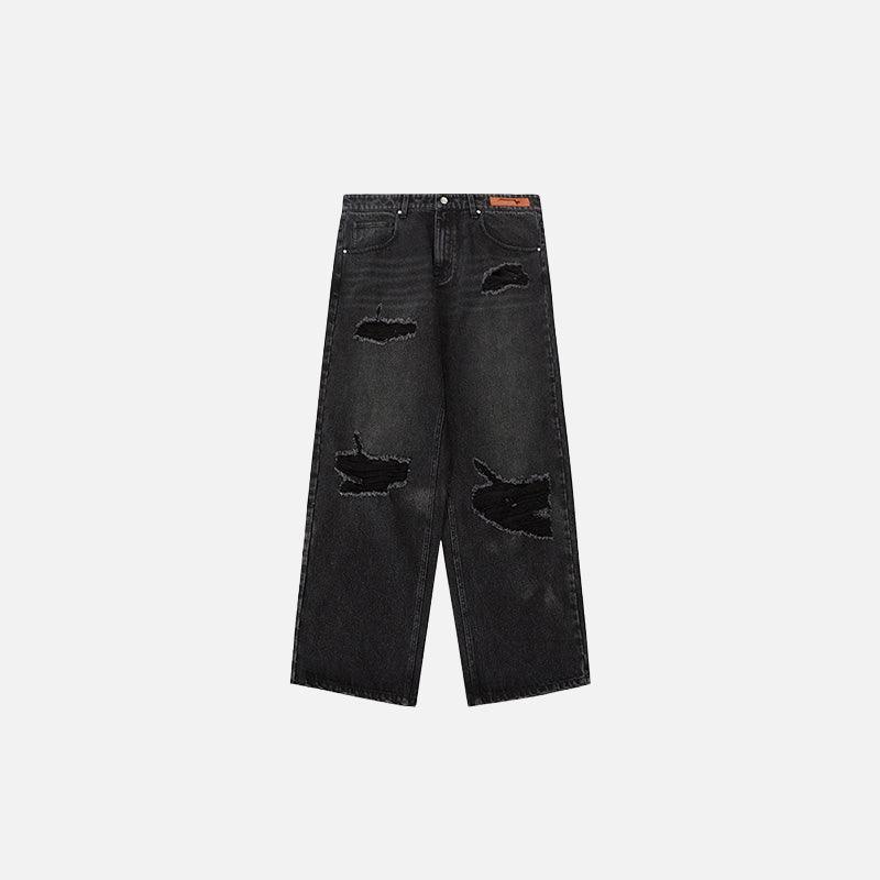 Loose Denim Ripped Washed Jeans - tntwear1