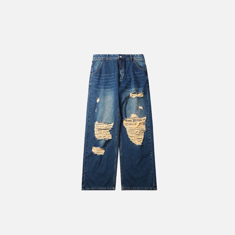 Retro Oversized Washed Ripped Jeans - tntwear1