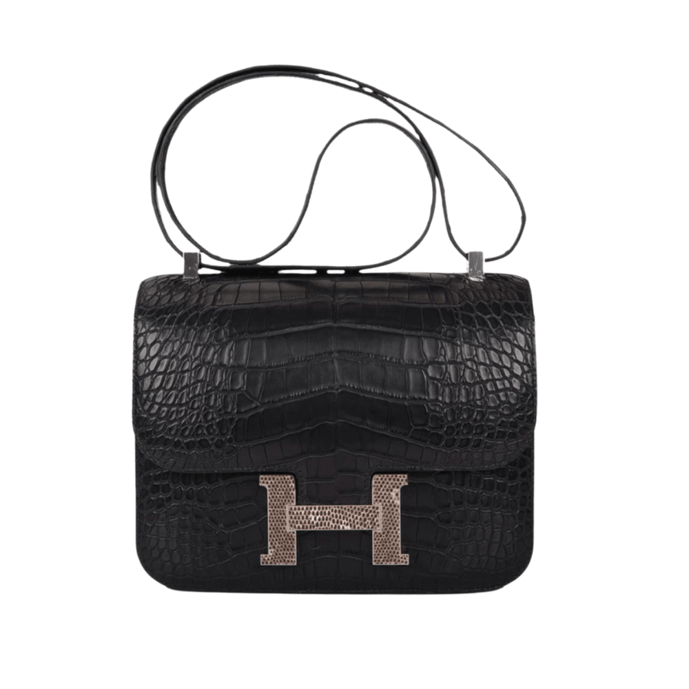 HRMS Constance 24 Matte Black Alligator Ombre Lizard Marquette Palladium Hardware - tntwear1