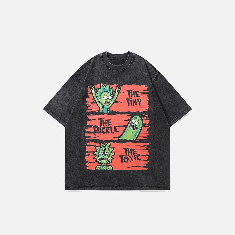 Loose Washed Toxic Rick Print T-Shirt - tntwear1