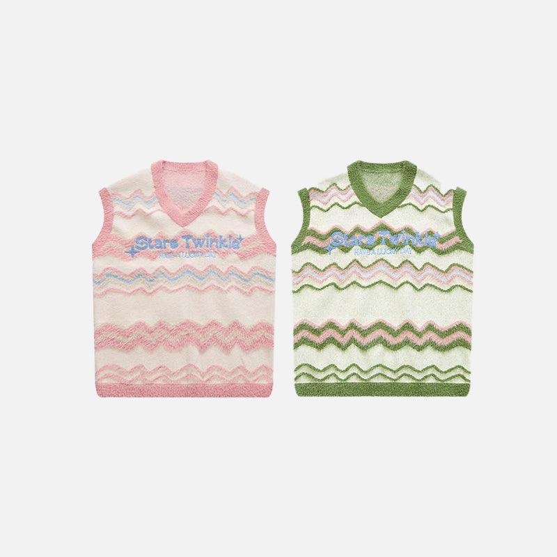 Y2k Fuzzy Star Twinkle Knitted Vest - tntwear1