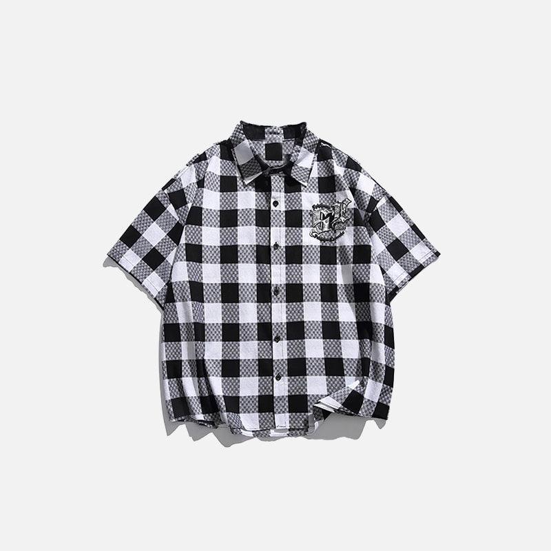 Chess Plaid Embroidery Shirt - tntwear1