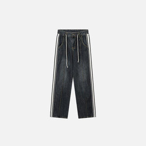 Vintage Side Stripes Drawstring Jeans - tntwear1