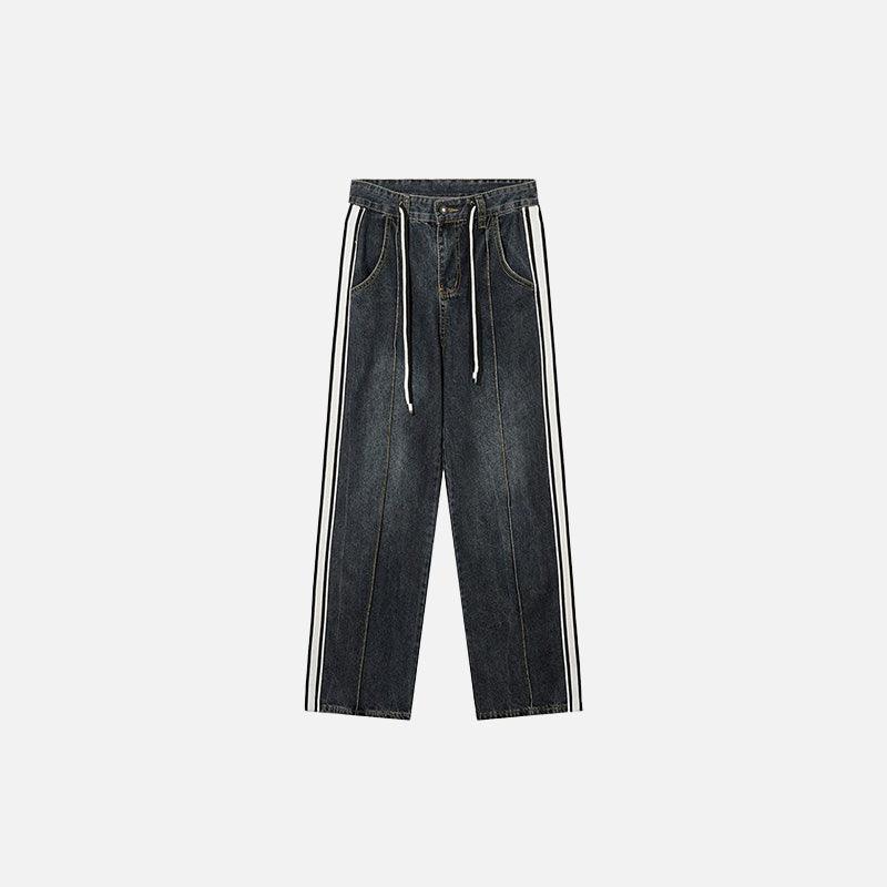 Vintage Side Stripes Drawstring Jeans - tntwear1