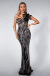 Damani Sequin Corset Feather Dress