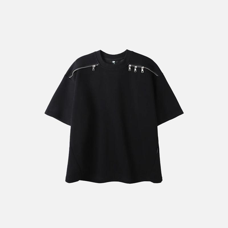 Gothic Black Zip-Up T-shirt - tntwear1