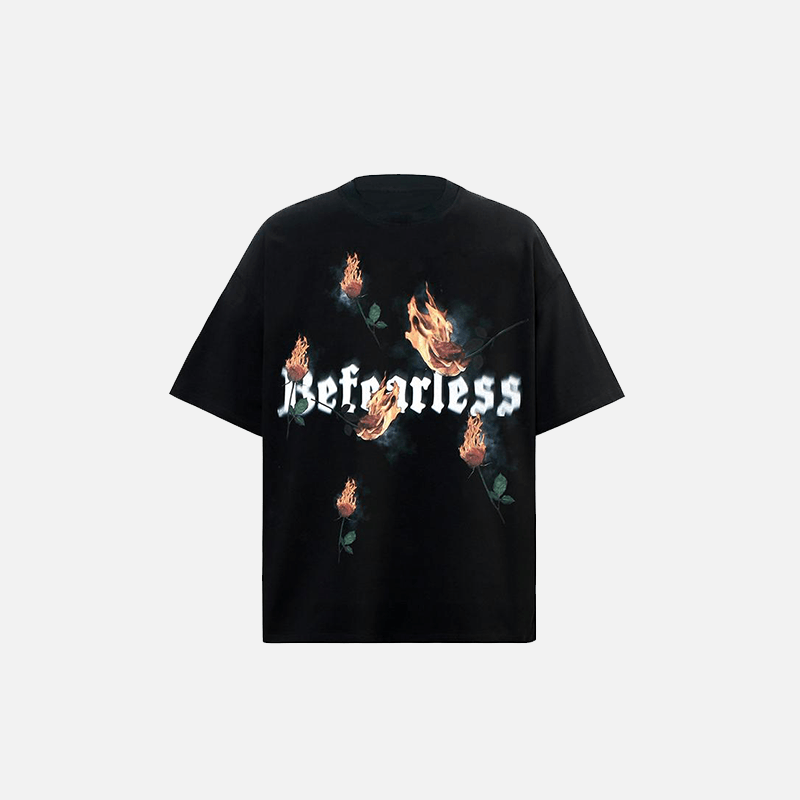 Loose Rose Burning T-shirt - tntwear1