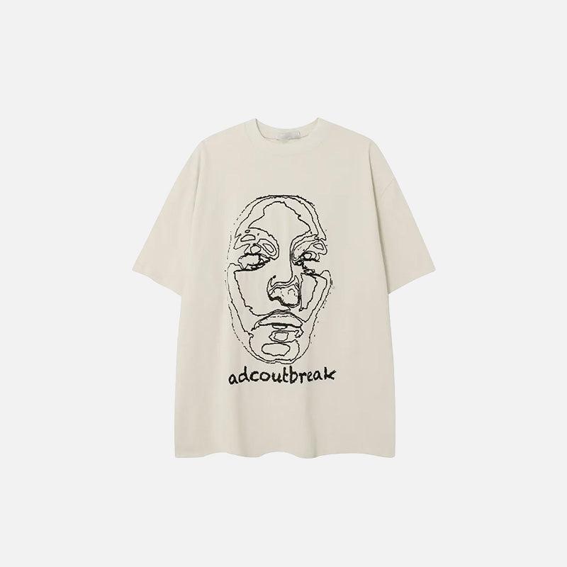 Faded Face Embroidery T-shirt - tntwear1