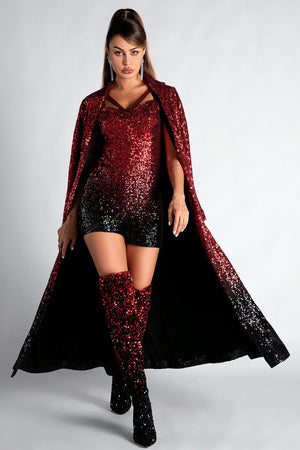 Aris Long Sleeve Gradient Sequin Coat