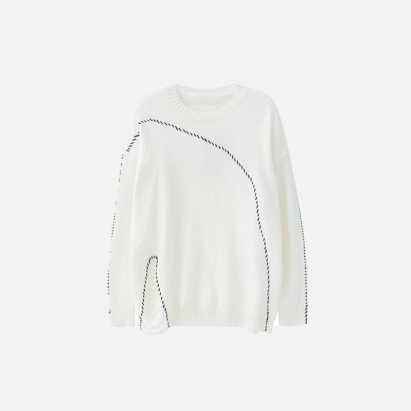 Ripped White Stitches Sweater - tntwear1