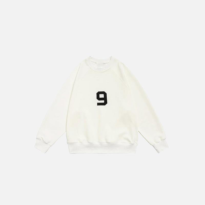 Number 9 Embroidered Sweatshirt - tntwear1