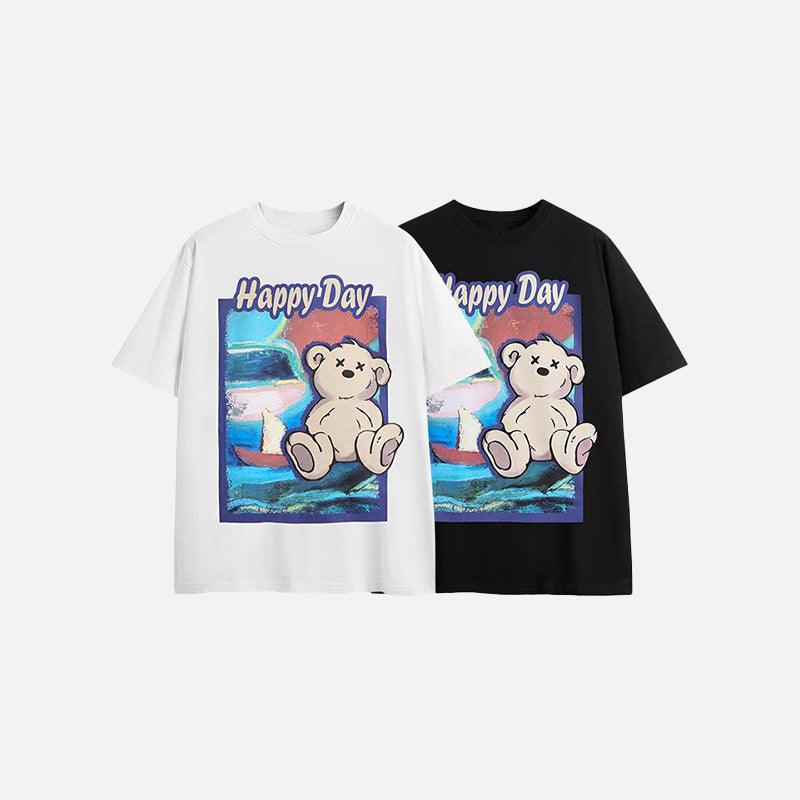 Happy Day Bear Printed T-shirt - tntwear1