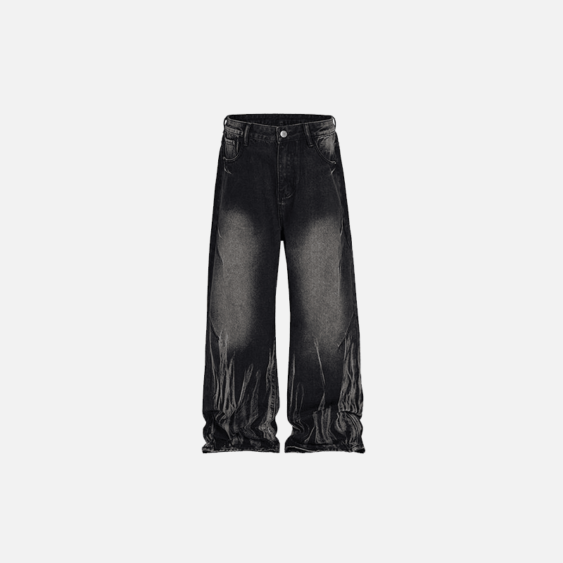 Laser Texture Straight Denim Pants - tntwear1