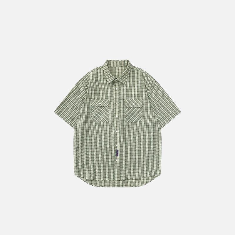 Plaid Reversible Short Sleeve Shirt - tntwear1