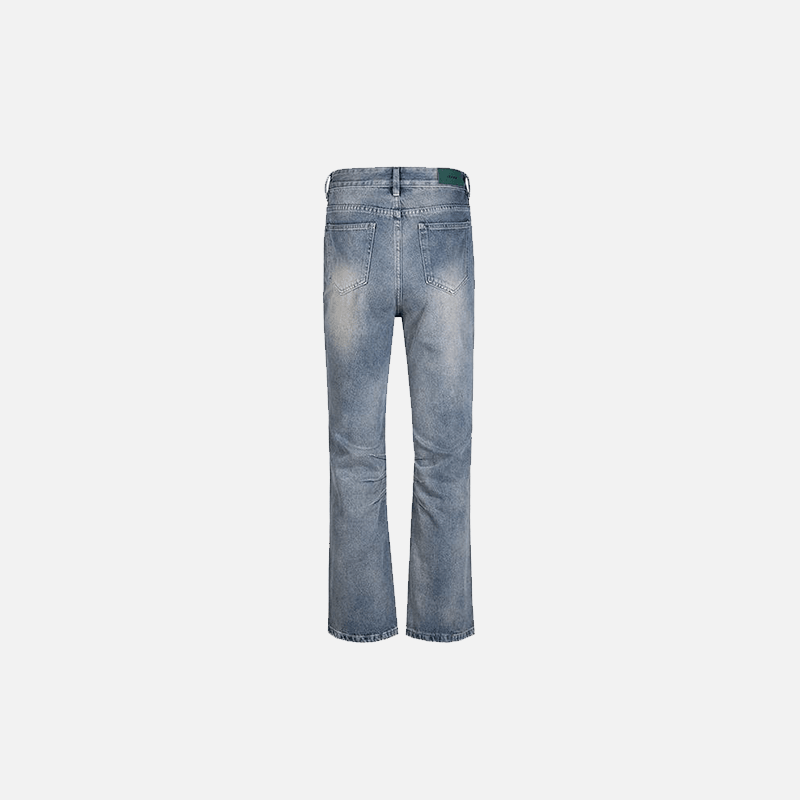 Folded Vintage Washed Denim Jeans - tntwear1