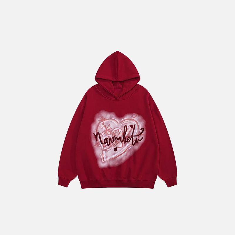 Heart Printed Oversized Hoodie - tntwear1