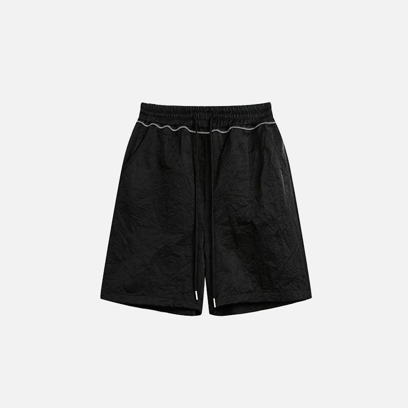 Solid Black Drawstring Shorts - tntwear1