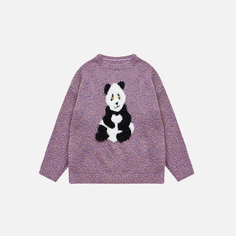 Loose Panda Knitted Fuzzy Sweater - tntwear1