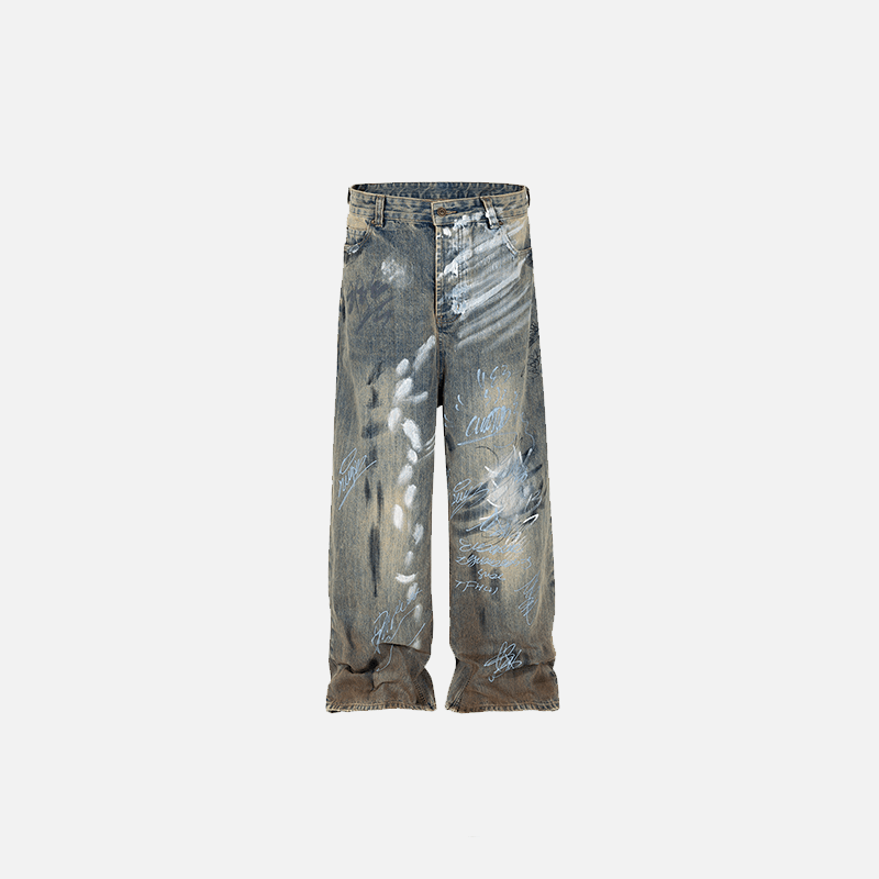 Wide-leg Baggy Graffiti Jeans - tntwear1