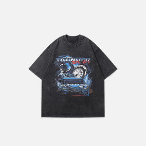 Vintage Loose Racing Car Print T-Shirt - tntwear1