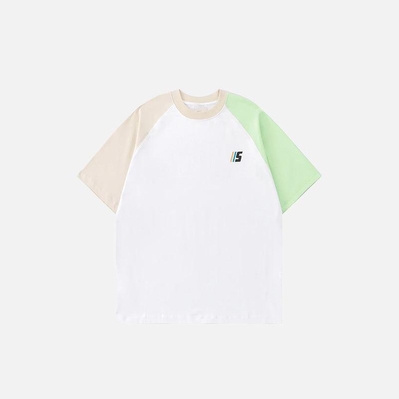 Color Block Retro Patchwork T-shirt - tntwear1