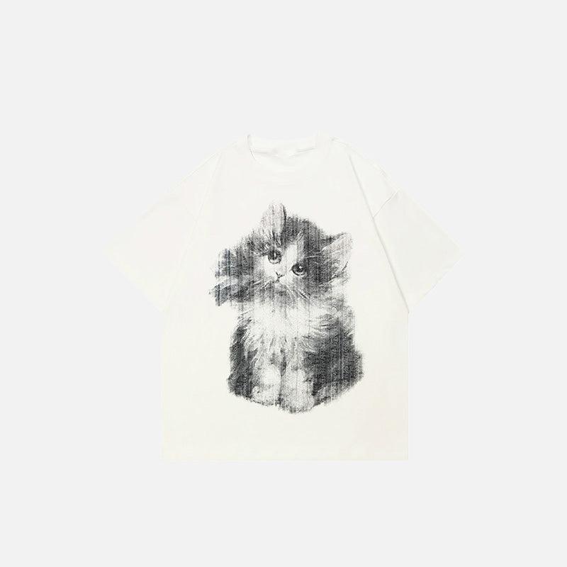 Loose Cat Graphic T-shirt - tntwear1