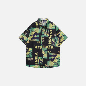 India Collage Print Button-Up Shirt - tntwear1