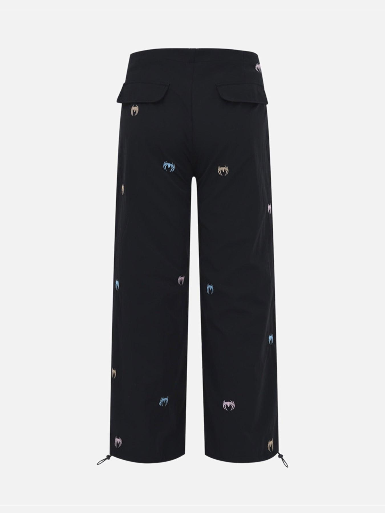 1984 Embroidered Spider Straight Leg Wide Leg Pants - 1745 - tntwear1