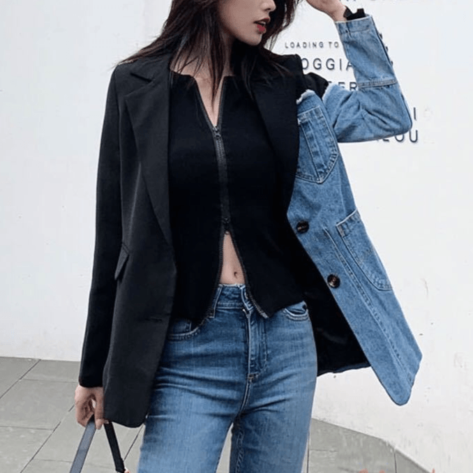 Duo Denim Blazer Jacket - tntwear1