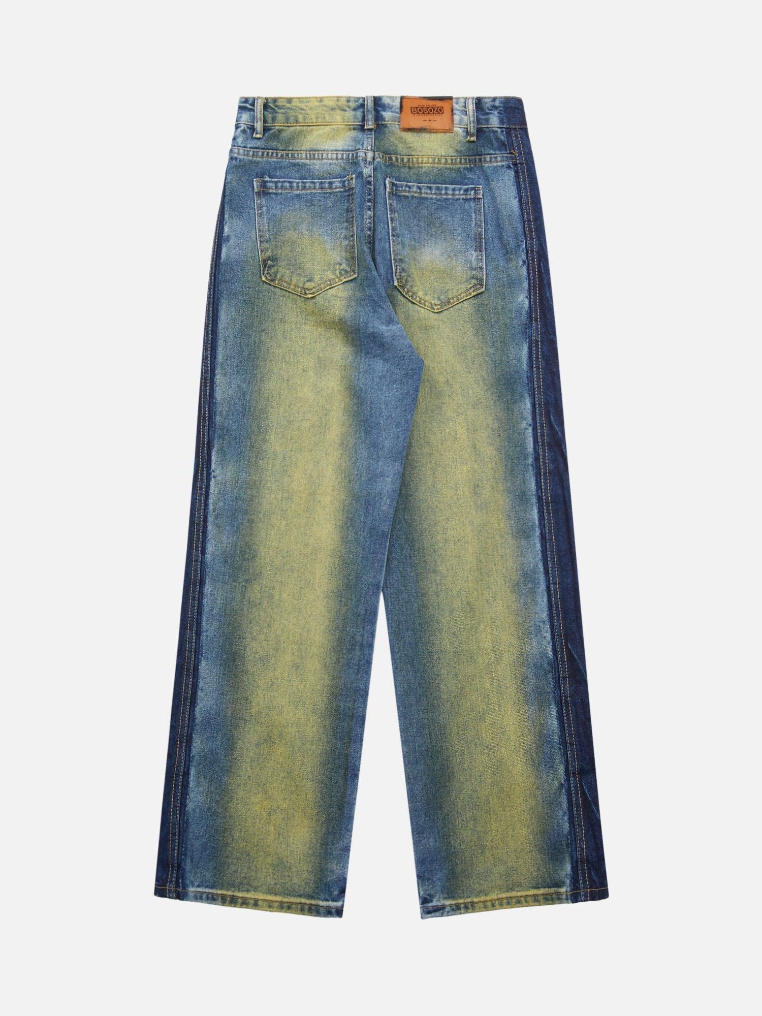 1984 Hip-hop Washed Distressed Loose Spray-dyed Jeans - tntwear1