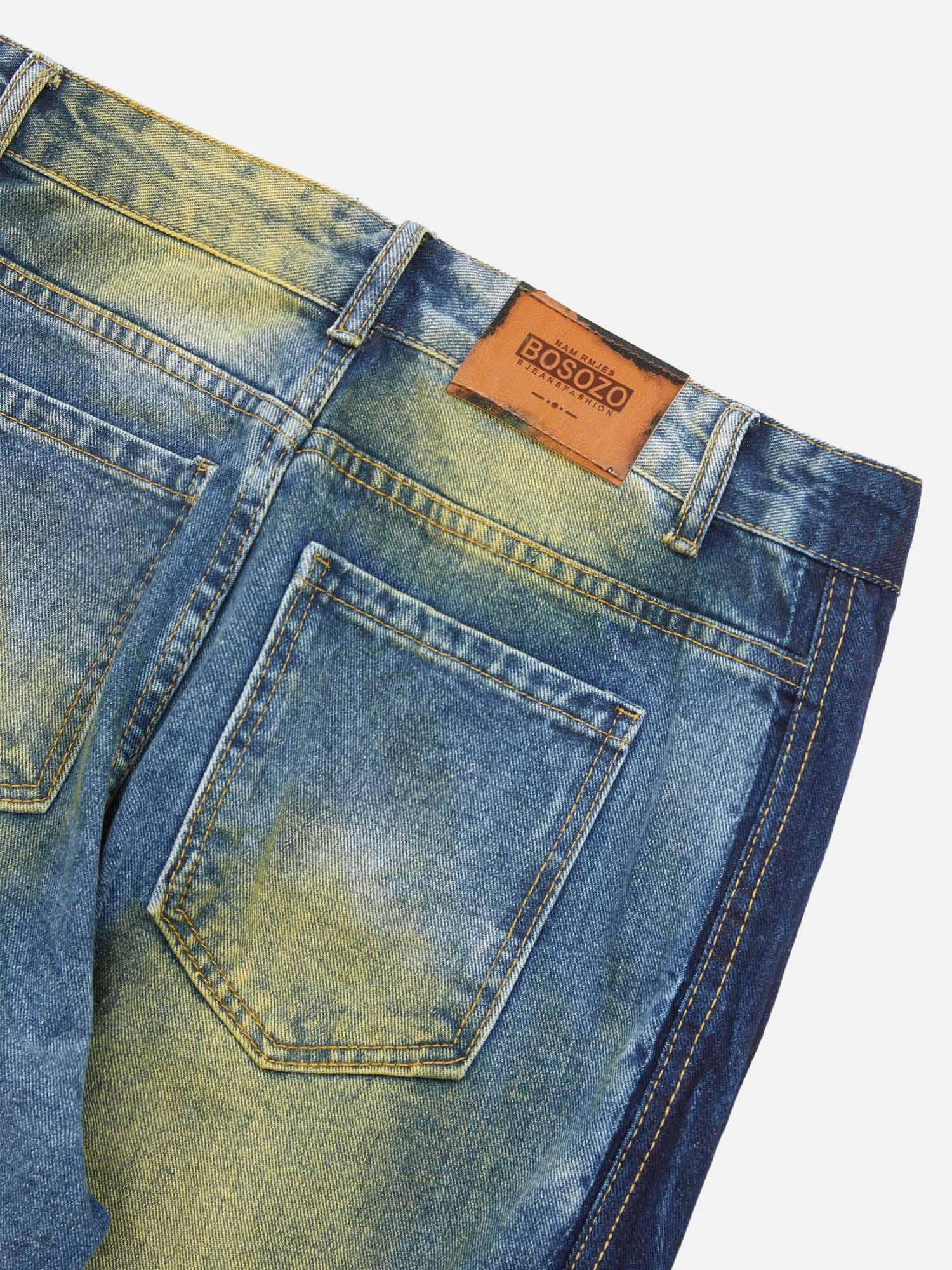 1984 Hip-hop Washed Distressed Loose Spray-dyed Jeans - tntwear1