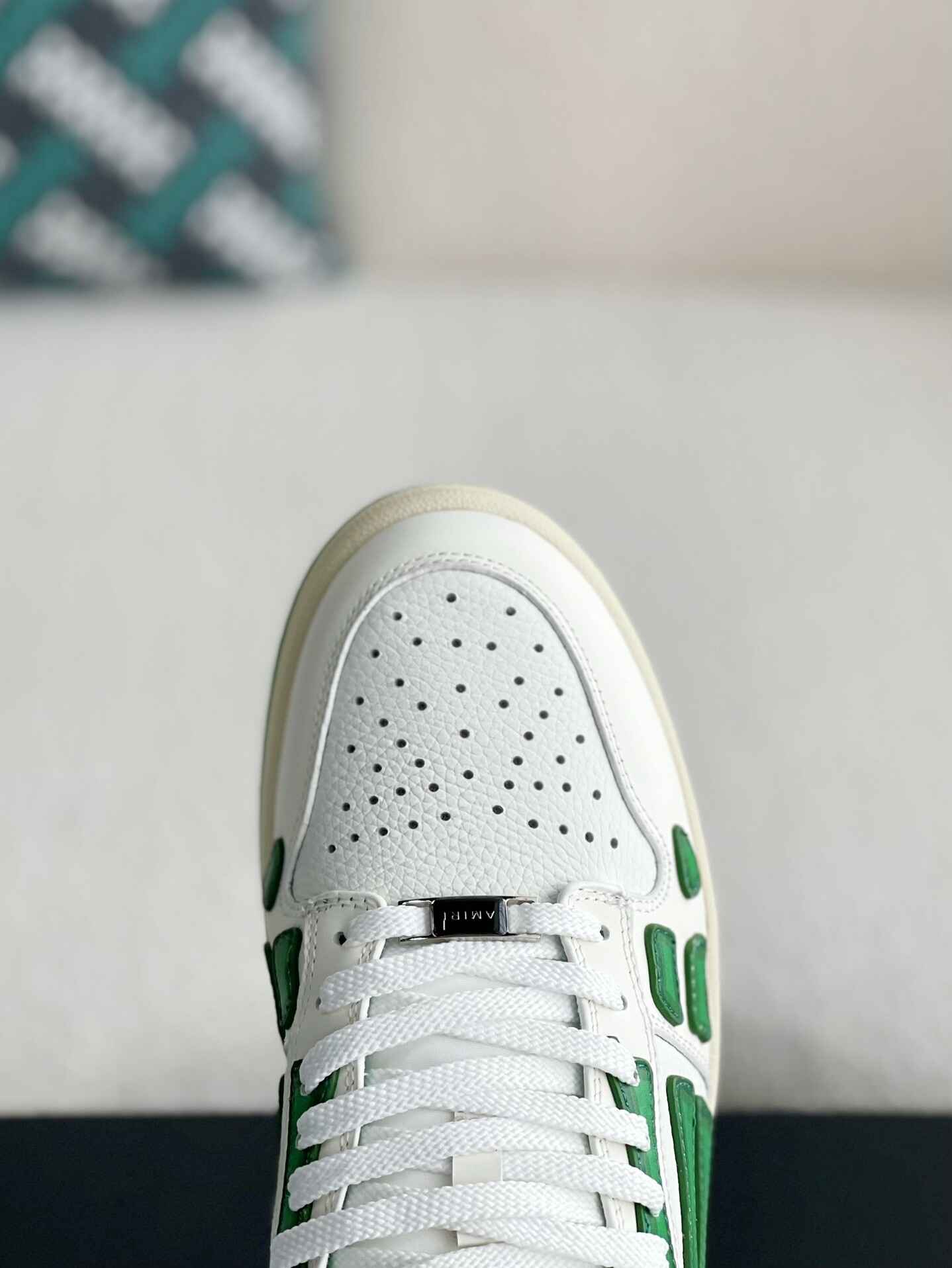 AMIRI Skel Top Low White Green Sneakers