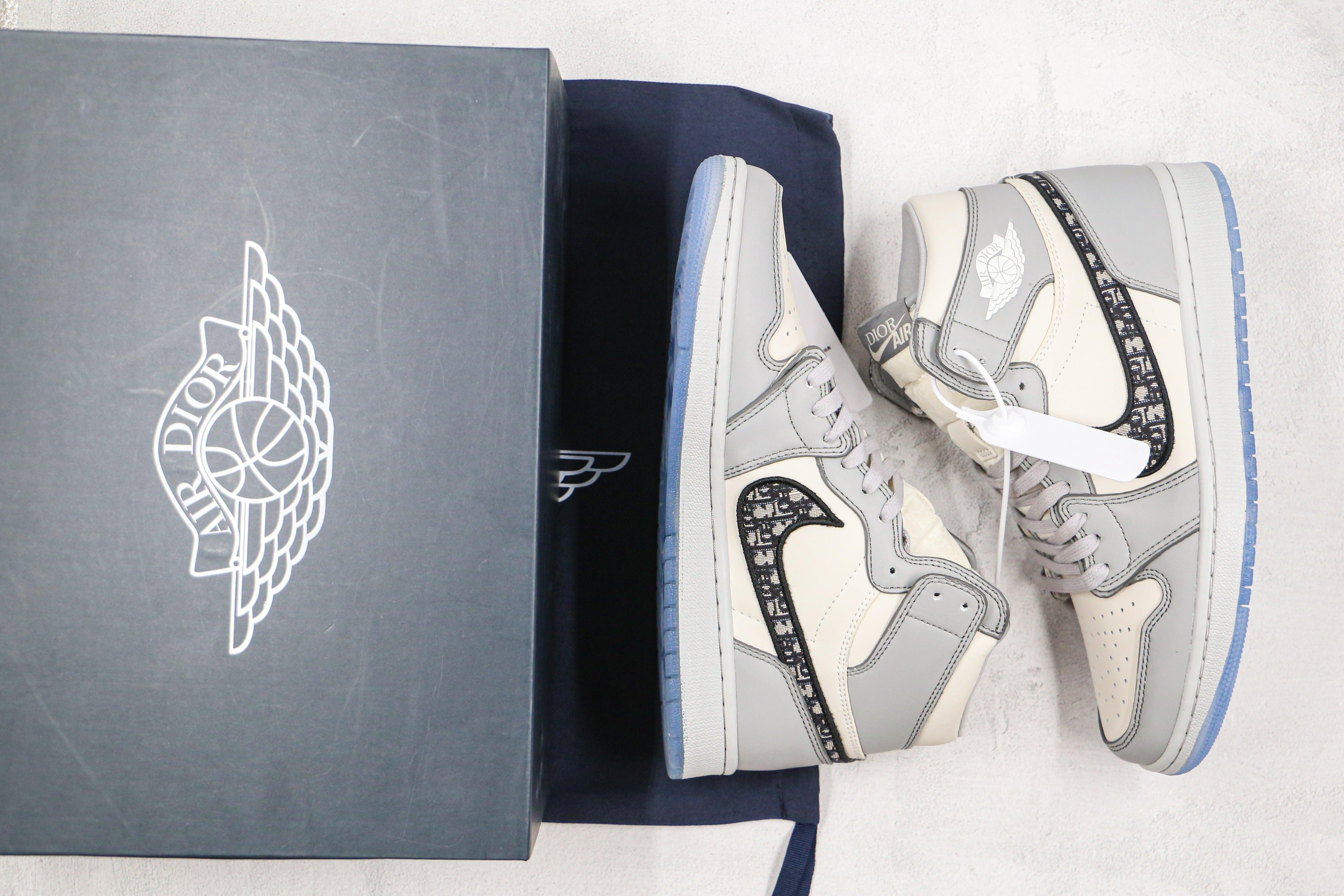 Custom Dior x Air Jordan 1 High OG "Grey"AJ1 High Q - tntwear1