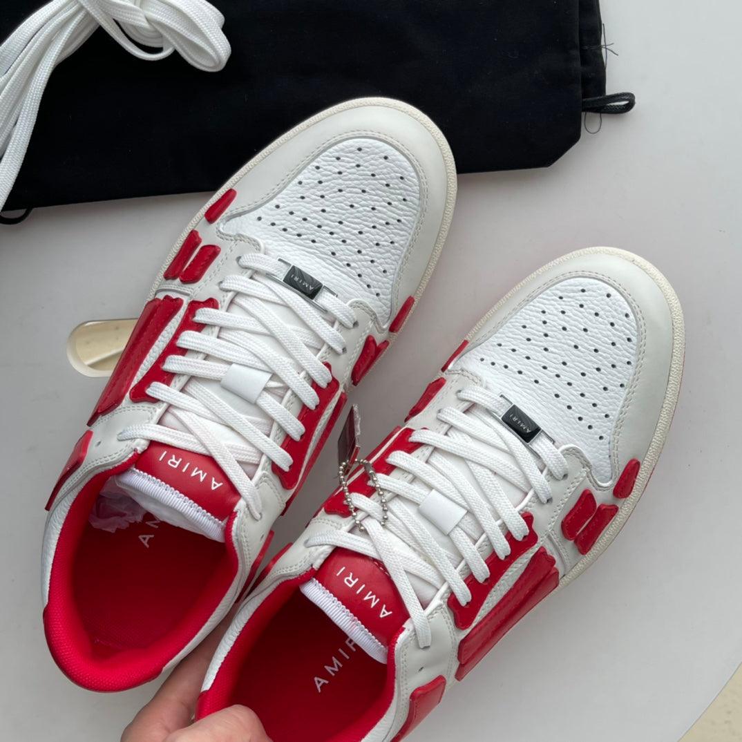 AMR Skel Top Low Red and White Sneakers-193 - tntwear1