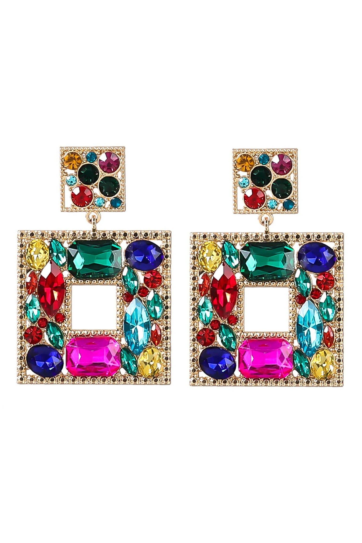 Annelise Square Crystal Diamond Earrings