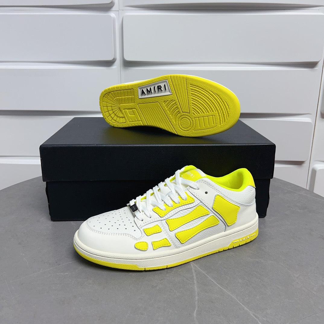 AMR Skel Top Low White Fluorescent Yellow Sneakers-142 - tntwear1