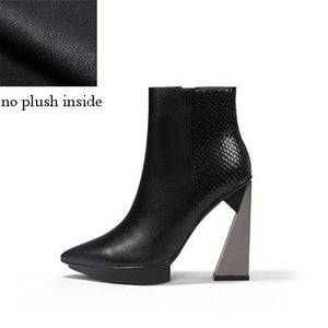 Women Boots Genuine Leather Pointed Toe 11cm High Heels Brand Designer Women Shoes - tntwear1