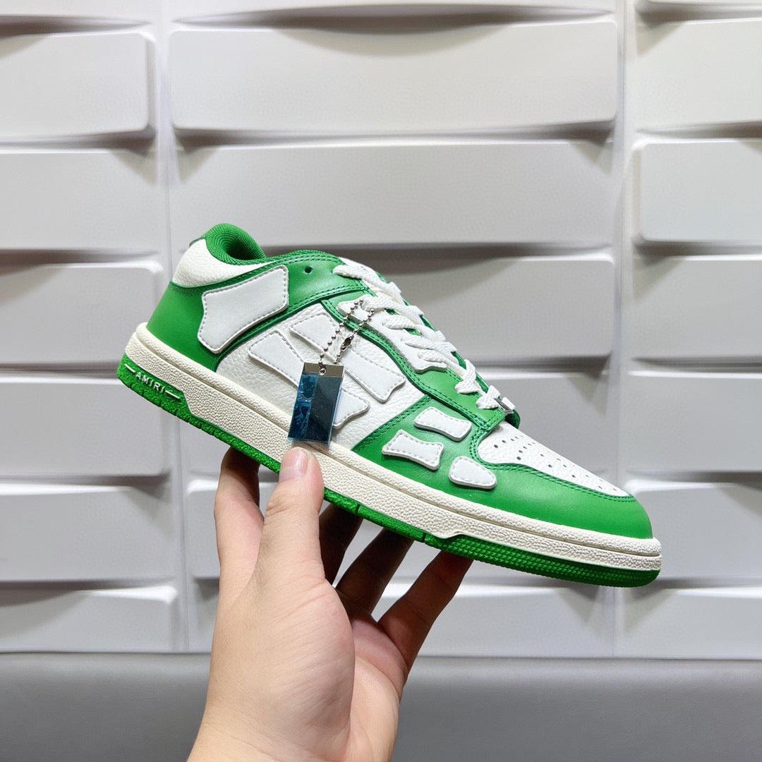 AMR Skel Top Low White and Green Sneakers-154 - tntwear1