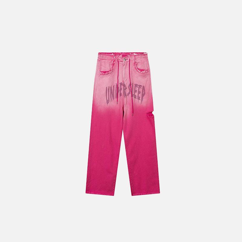 Letter Pink Baggy Wide-leg Jeans - tntwear1