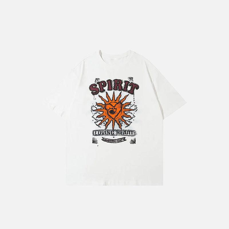 Gothic Loose Sun Spirit Graphic T-Shirt - tntwear1