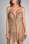 Victoria Concert Rhinestone Fringe Mini Dress