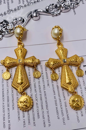 Callida Cross Pearl Earrings