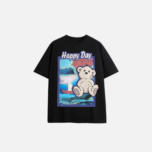 Happy Day Bear Printed T-shirt - tntwear1