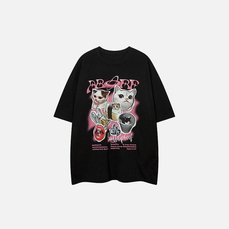 Loose Cat Print T-shirt - tntwear1