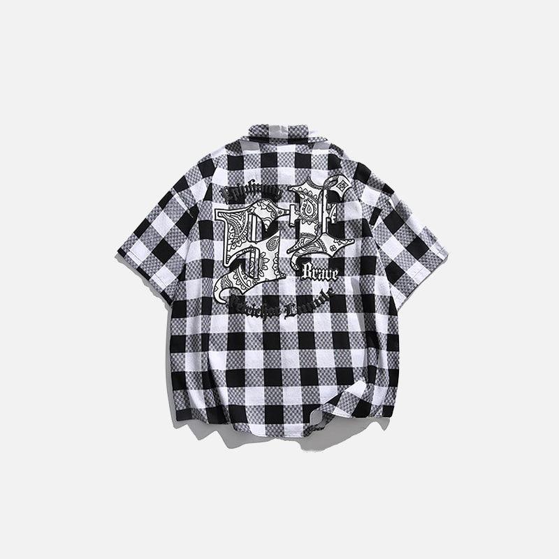 Chess Plaid Embroidery Shirt - tntwear1